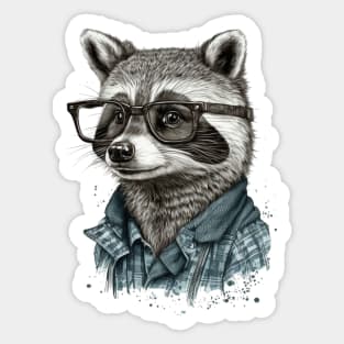 A raccoon with glasses Sticker